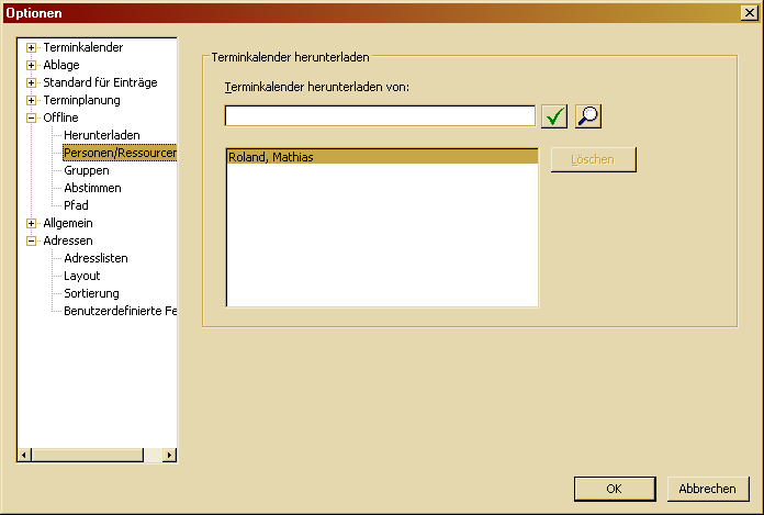 Klienten für den Kalenderserver