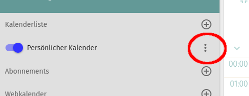 Menü des persönlichen Kalenders auswählen