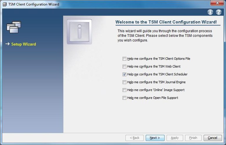 Windows TSM-Client Konfiguration - Wizard - Scheduler Windows TSM-Client Konfiguration - Wizard - Scheduler