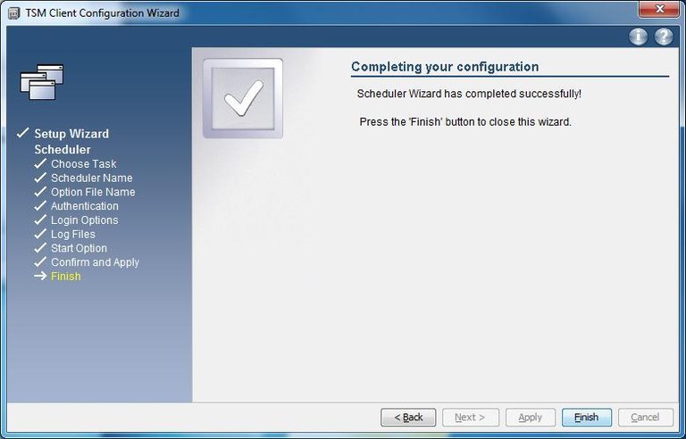 Windows TSM-Client Konfiguration - Scheduler Konfiguration Beenden Windows TSM-Client Konfiguration - Scheduler Konfiguration Beenden