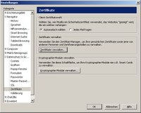 Einstellungen Zertifikate