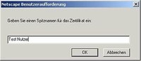 Dialog Zertifikatsname