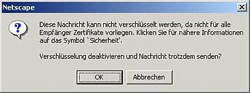 Dialog nicht fuer alle Empfaenger Zertifikate vorhanden