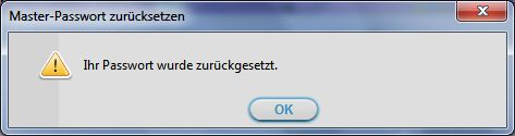 Masterpasswort zurückgesetzt