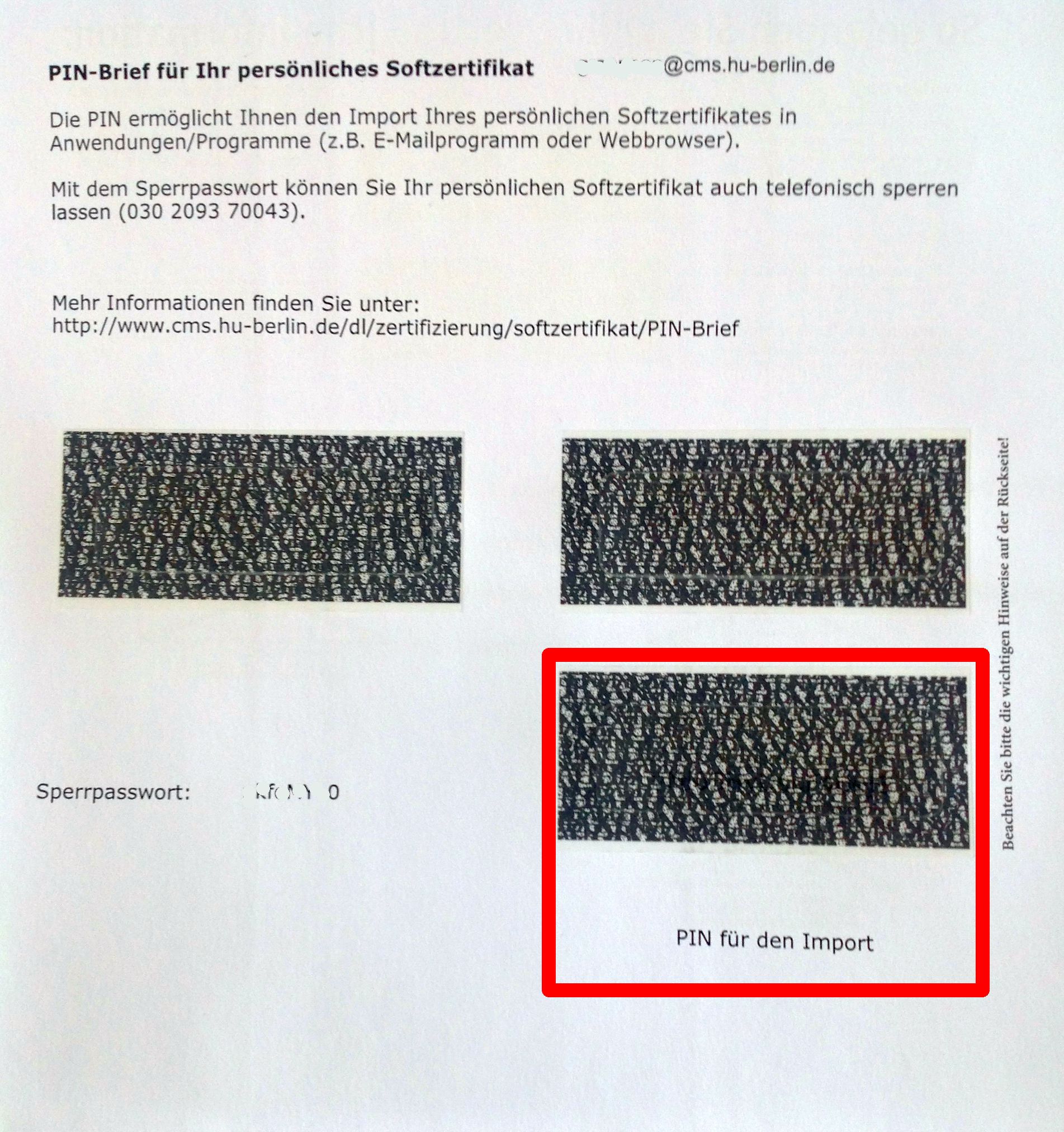 PIN-Brief Softzertifikat