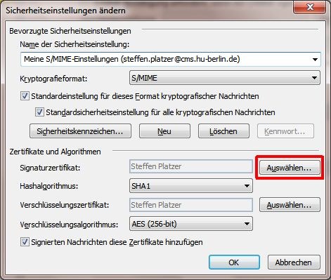 Sicherheitseinstellungen ändern