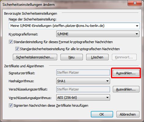 Sicherheitseinstellungen ändern